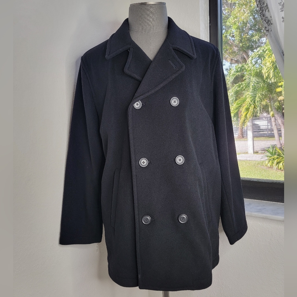 J. CREW Men's Wool Blend Black Peacoat M.